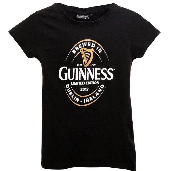 Authentic Guinness Beer Women's Graphic Short Sleeve Tee Small Black - Picture 1 of 7